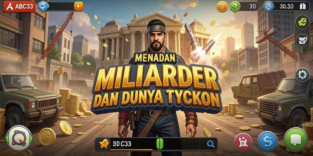 Tampilan gameplay menarik dari ABC33 yang menunjukkan pengelolaan bisnis Tycoon.