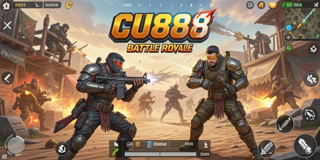 Tampilan gameplay CU888 dalam pertarungan Battle Royale yang mendebarkan.