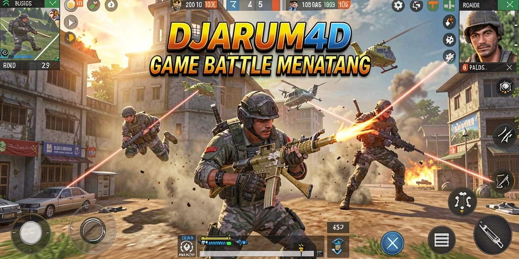 Gameplay epik DJARUM4D dengan pertarungan intens di arena Battle Royale.
