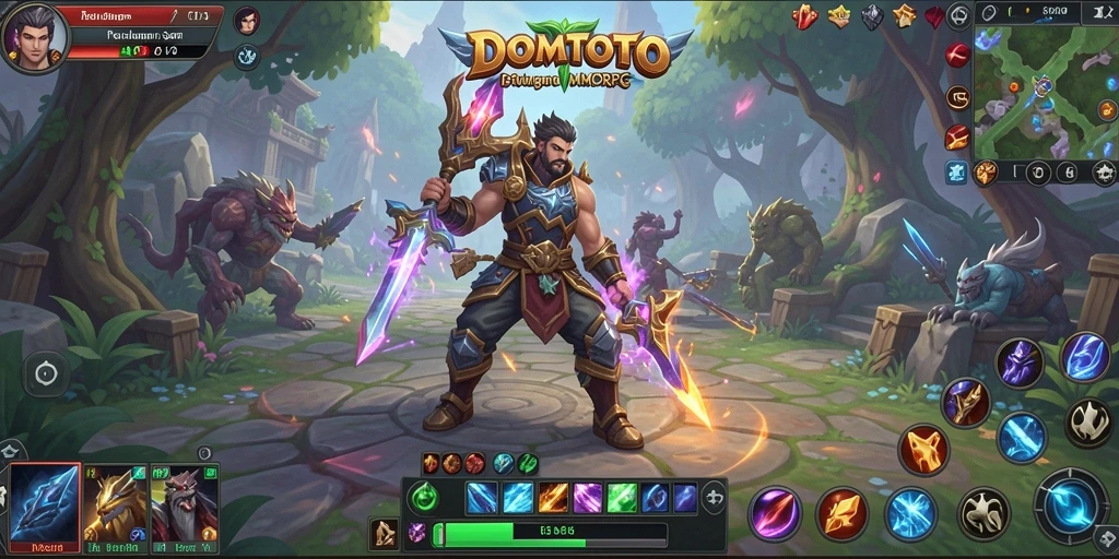Screenshot gameplay DOMTOTO menampilkan aksi pertarungan antar pemain.