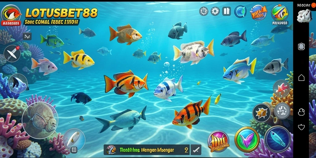 Gameplay seru LOTUSBET88 dengan berbagai jenis ikan untuk ditembak.