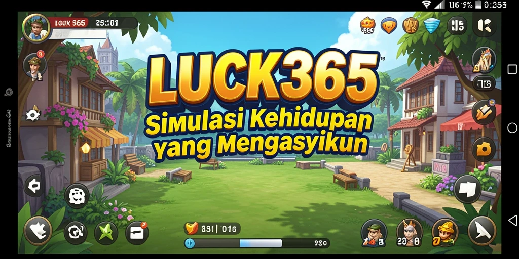 Screenshot gameplay dari LUCK365 menunjukkan aktivitas interaktif dalam simulasi kehidupan.