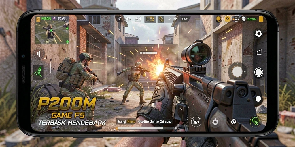 Tampilan gameplay P200M dengan aksi tembak-menembak yang seru dan mendebarkan.