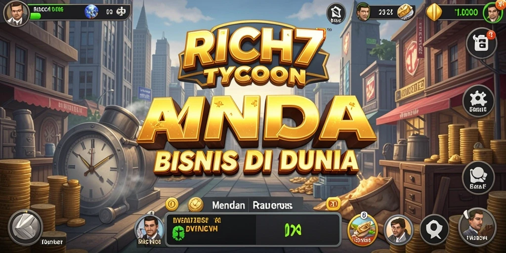 Tampilan gameplay RICH7 yang menarik dan seru dalam dunia Tycoon.