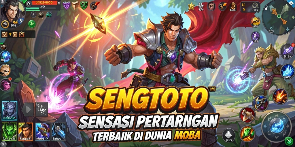 Tangkapan layar gameplay MOBA SENGTOTO yang intens dan mendebarkan.