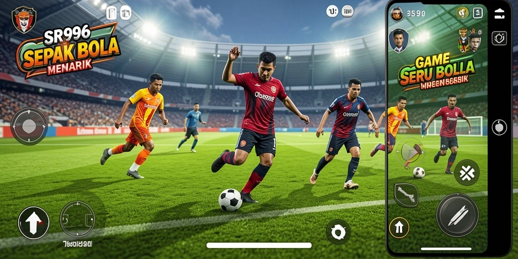 Tampilan gameplay SR996 yang penuh aksi di lapangan sepak bola.