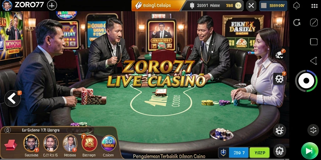 Tampilan gameplay menarik dari ZORO77 dalam sesi Live Casino.